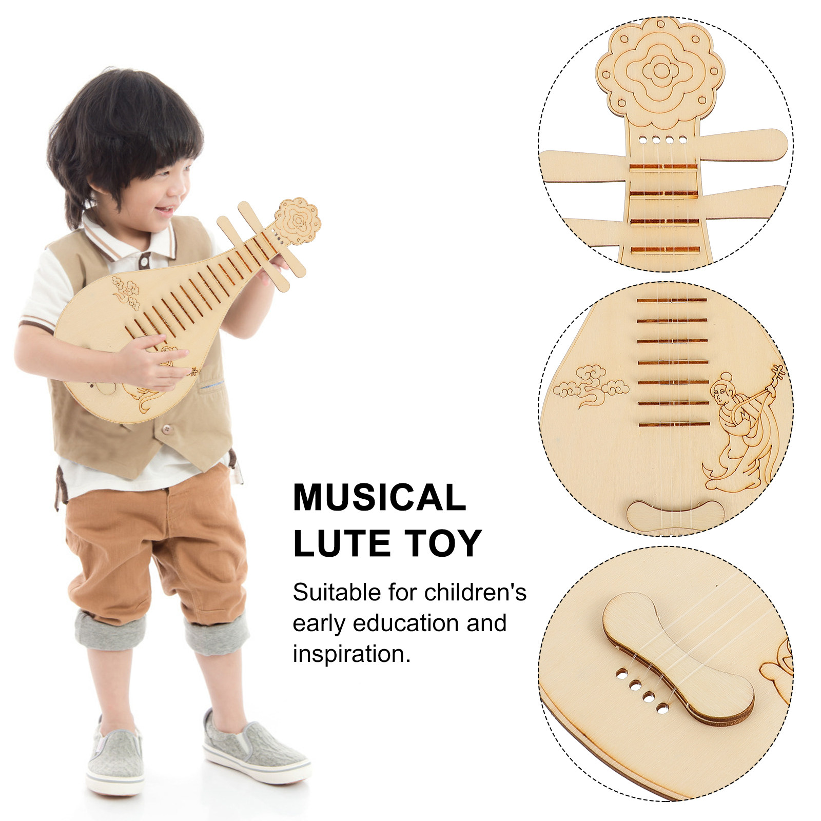 3Pcs Kids Lute Making Set Wood - Musical Instrument Family recension och pris